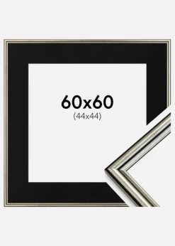 Ramme Horndal Sølv 60x60 cm - Passepartout Sort 45x45 cm