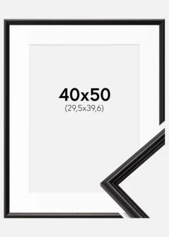 Ramme Horndal Sort 40x50 cm - Passepartout Hvid 12x16 inches