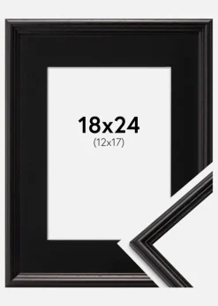 Ramme Horndal Sort 18x24 cm - Passepartout Sort 13x18 cm