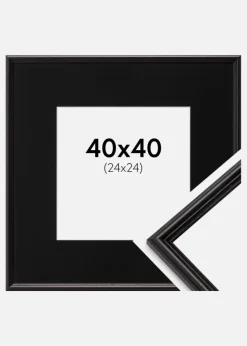 Ramme Horndal Sort 40x40 cm - Passepartout Sort 25x25 cm