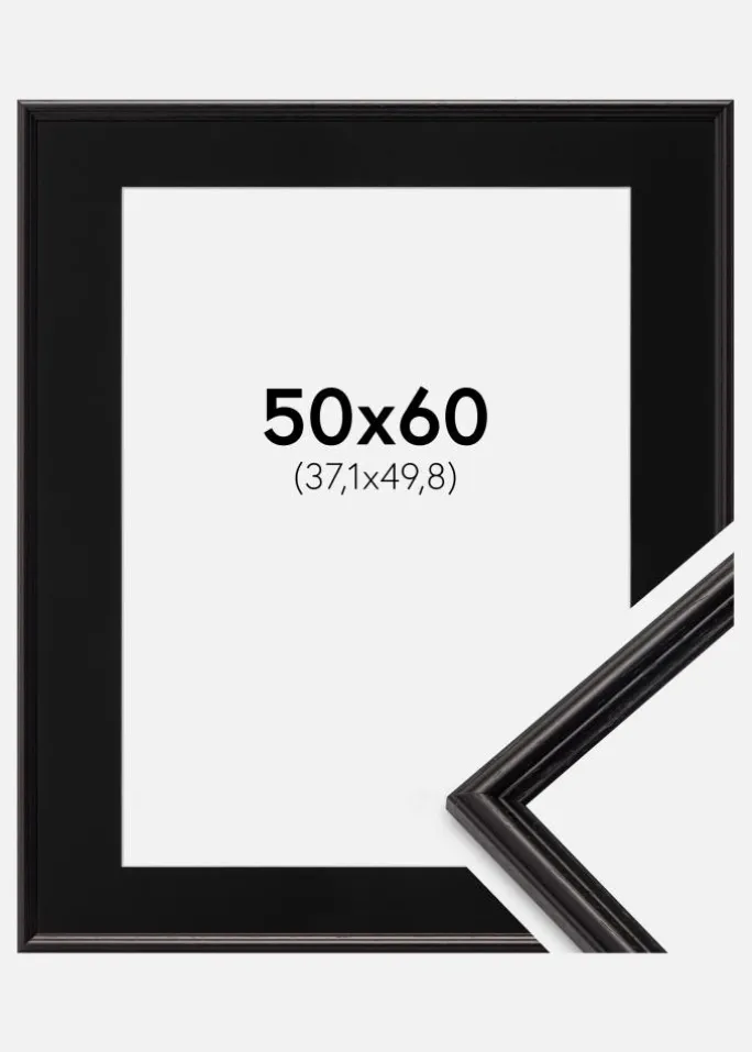 Ramme Horndal Sort 50x60 cm - Passepartout Sort 15x20 inches