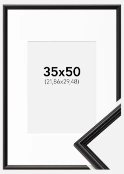 Ramme Horndal Sort 35x50 cm - Passepartout Hvid 9x12 inches