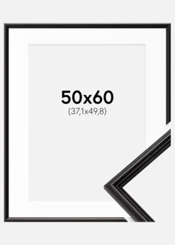 Ramme Horndal Sort 50x60 cm - Passepartout Hvid 15x20 inches