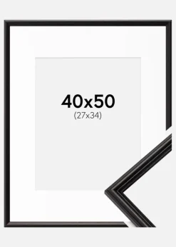 Ramme Horndal Sort 40x50 cm - Passepartout Hvid 28x35 cm