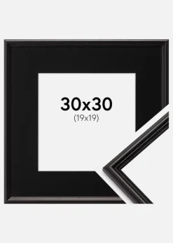 Ramme Horndal Sort 30x30 cm - Passepartout Sort 20x20 cm