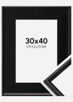 Ramme Horndal Sort 30x40 cm - Passepartout Sort 8x12 inches