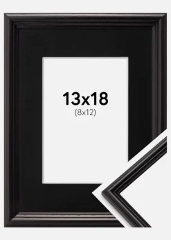 Ramme Horndal Sort 13x18 cm - Passepartout Sort 9x13 cm