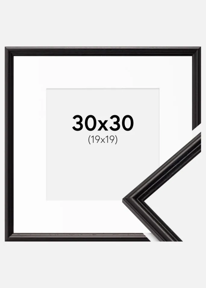 Ramme Horndal Sort 30x30 cm - Passepartout Hvid 20x20 cm