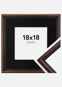 Ramme Horndal Valnød 18x18 cm - Passepartout Sort 12x12 cm