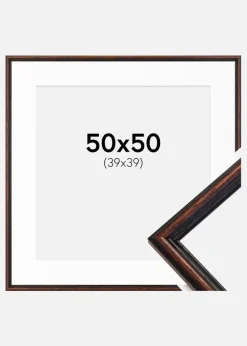 Ramme Horndal Valnød 50x50 cm - Passepartout Hvid 40x40 cm
