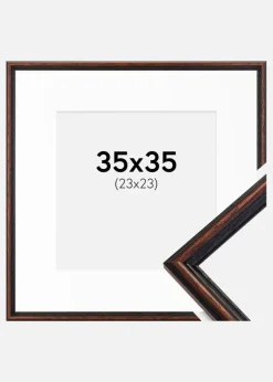 Ramme Horndal Valnød 35x35 cm - Passepartout Hvid 24x24 cm