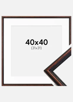 Ramme Horndal Valnød 40x40 cm - Passepartout Hvid 32x32 cm