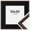 Ramme Horndal Valnød 50x50 cm - Passepartout Sort 35x35 cm