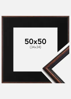 Ramme Horndal Valnød 50x50 cm - Passepartout Sort 35x35 cm