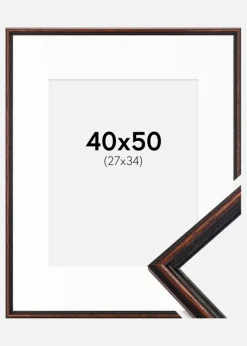 Ramme Horndal Valnød 40x50 cm - Passepartout Hvid 28x35 cm