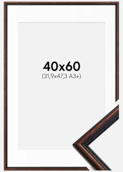 Ramme Horndal Valnød 40x60 cm - Passepartout Hvid 32,9x48,3 cm (A3+)