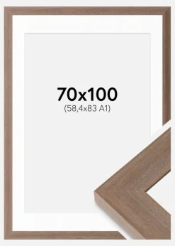 Ramme Juno Grå 70x100 cm - Passepartout Hvid 59,4x84 cm
