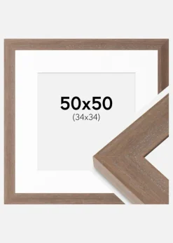 Ramme Juno Grå 50x50 cm - Passepartout Hvid 35x35 cm
