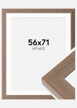 Ramme Juno Grå 56x71 cm - Passepartout Hvid 48x64 cm
