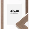 Ramme Juno Grå 30x40 cm - Passepartout Hvid 21x29,7 cm