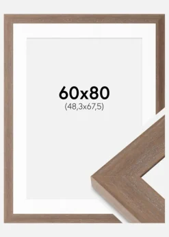 Ramme Juno Grå 60x80 cm - Passepartout Hvid 49,3x68,5 cm