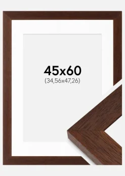 Ramme Juno Teak 45x60 cm - Passepartout Hvid 14x19 inches