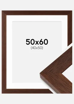 Ramme Juno Teak 50x60 cm - Passepartout Hvid 41x51 cm