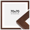 Ramme Juno Teak 70x70 cm - Passepartout Hvid 23x23 inches