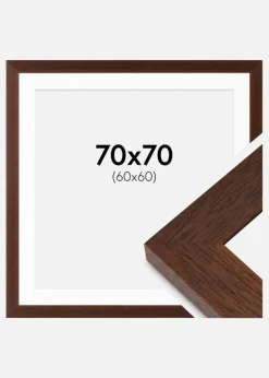 Ramme Juno Teak 70x70 cm - Passepartout Hvid 61x61 cm