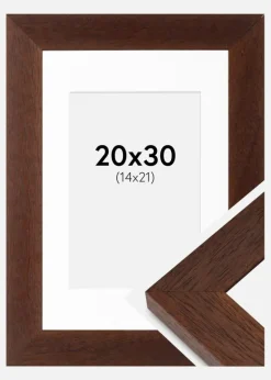 Ramme Juno Teak 20x30 cm - Passepartout Hvid 15x22 cm