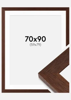 Ramme Juno Teak 70x90 cm - Passepartout Hvid 60x80 cm