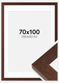 Ramme Juno Teak 70x100 cm - Passepartout Hvid 59,4x84 cm