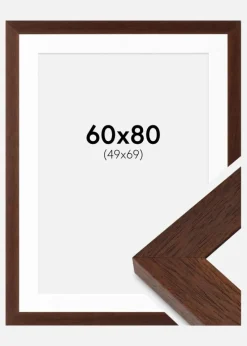 Ramme Juno Teak 60x80 cm - Passepartout Hvid 50x70 cm