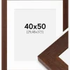 Ramme Juno Teak 40x50 cm - Passepartout Hvid 12x15 inches