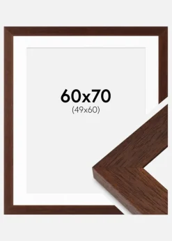 Ramme Juno Teak 60x70 cm - Passepartout Hvid 50x61 cm