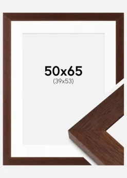 Ramme Juno Teak 50x65 cm - Passepartout Hvid 40x54 cm