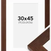 Ramme Juno Teak 30x45 cm - Passepartout Hvid 8x14 inches