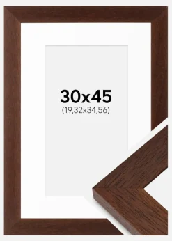 Ramme Juno Teak 30x45 cm - Passepartout Hvid 8x14 inches