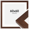 Ramme Juno Teak 60x60 cm - Passepartout Hvid 50x50 cm