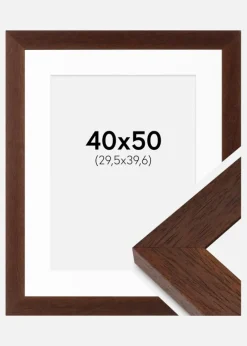 Ramme Juno Teak 40x50 cm - Passepartout Hvid 12x16 inches