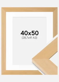 Ramme Juno Træ 40x50 cm - Passepartout Hvid 29,7x42 cm