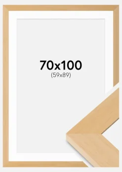 Ramme Juno Træ 70x100 cm - Passepartout Hvid 60x90 cm