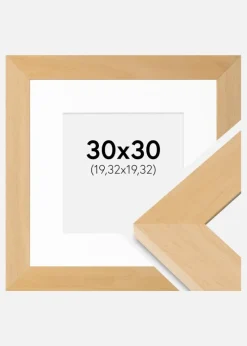 Ramme Juno Træ 30x30 cm - Passepartout Hvid 8x8 inches
