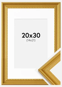 Ramme Lattice Guld 20x30 cm - Passepartout Hvid 15x22 cm