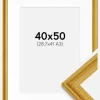 Ramme Lattice Guld 40x50 cm - Passepartout Hvid 29,7x42 cm