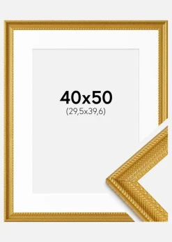 Ramme Lattice Guld 40x50 cm - Passepartout Hvid 12x16 inches