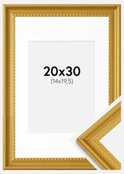 Ramme Lattice Guld 20x30 cm - Passepartout Hvid 15x21 cm