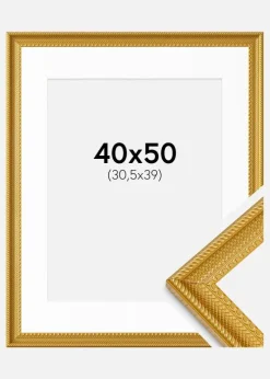 Ramme Lattice Guld 40x50 cm - Passepartout Hvid 31,5x40 cm
