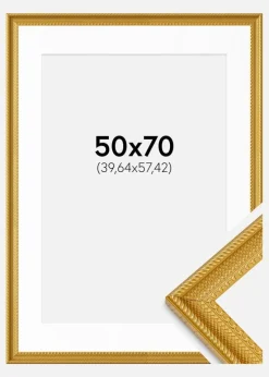 Ramme Lattice Guld 50x70 cm - Passepartout Hvid 16x23 inches
