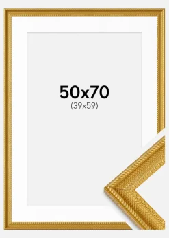 Ramme Lattice Guld 50x70 cm - Passepartout Hvid 40x60 cm